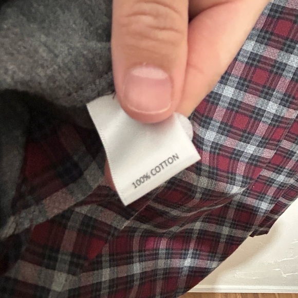 NWT Cremieux Flannel Shirt Mens Tall Man 3XT Cabernet Red Gray Plaid Long Sleeve - Picture 9 of 10